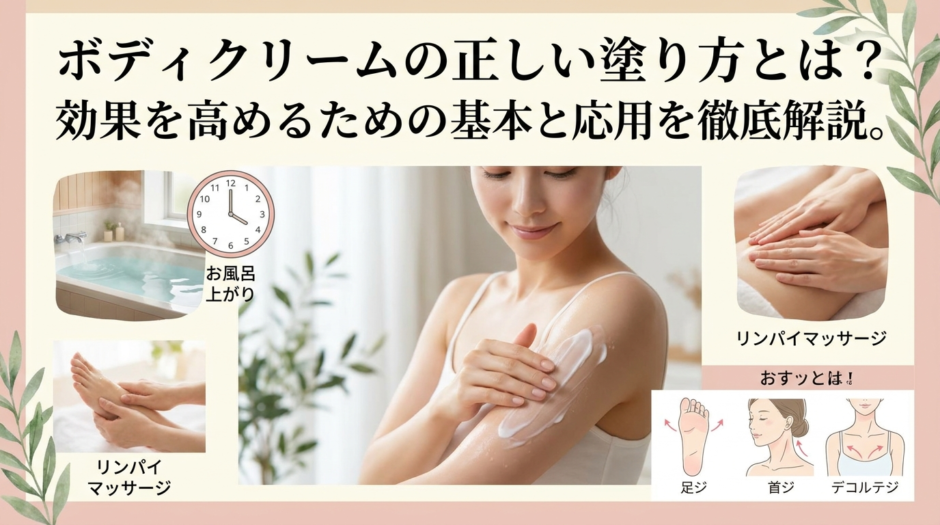 ボディクリームの正しい塗り方とは？効果を高めるための基本と応用を徹底解説。